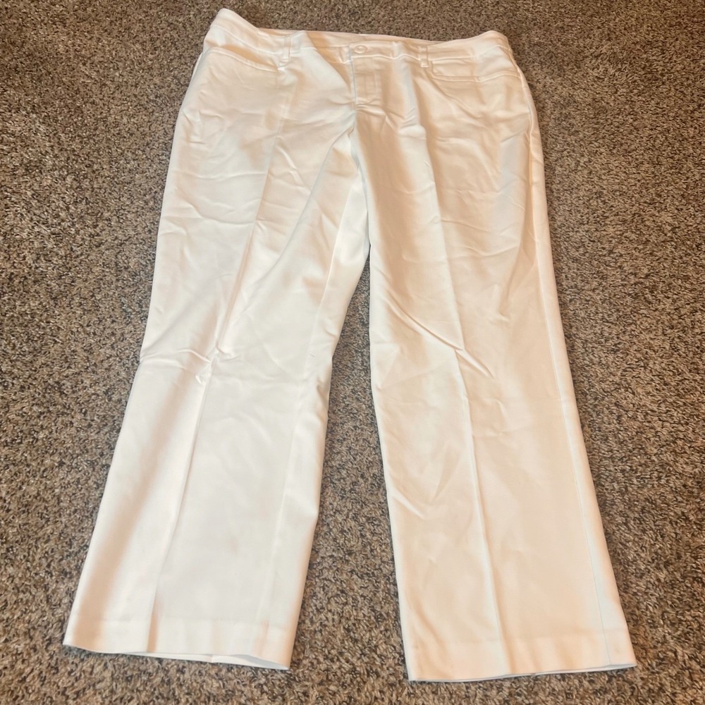 CJ Banks Women's 18W Petite White Relaxed Fit High Rise Trousers Pants